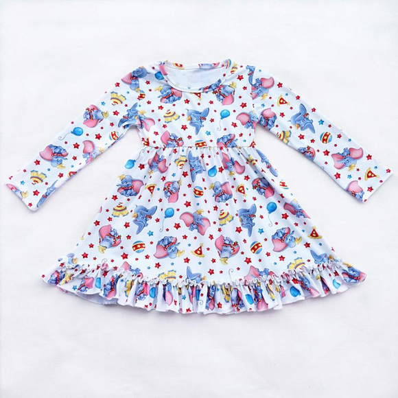 Other - Girls Dumbo Long Sleeve Ruffle Edge Boutique Dress